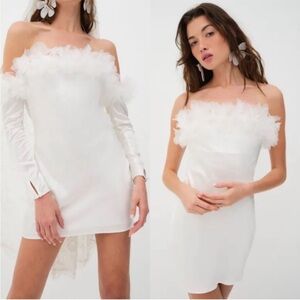 NWT | For Love & Lemons Mike Mini Bridal White Dress Size XL